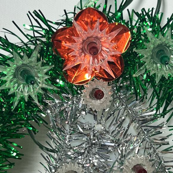 Vintage 70s Christmas Tree Circle of Light Hanging Tinsel Wreath Original Box - Picture 4 of 14